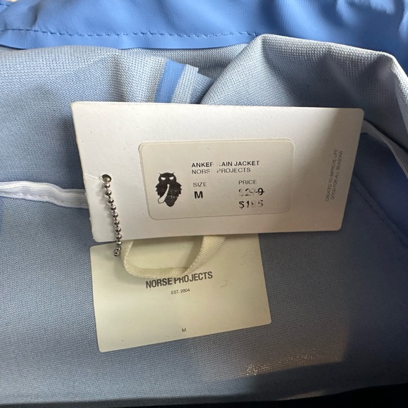 Norse Projects Anker Rain Jacket Hooded Zip/Button Blue Raincoat NWT MEN SIZE M - Picture 4 of 8